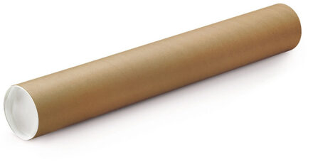 Poster koker - 1000 x 100 mm - bruin - karton - met witte deksel - verzendkokers - delselkoker