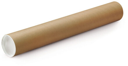 Poster koker - 630 x 50 mm - bruin - karton - met witte deksel - verzendkokers - delselkoker