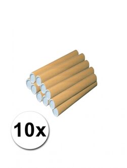 Poster koker van karton - 10x - 330 x 40 mm - Bruin - Verzendkokers - Voor A4 formaat papier