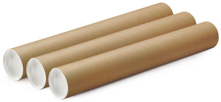Poster koker van karton - 3x - 670 x 50 mm - Bruin - Verzendkokers - Voor A1 formaat papier