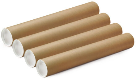 Poster koker van karton - 4x - 640 x 60 mm - Bruin - Verzendkokers - Voor A1 formaat papier
