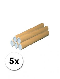 Poster koker van karton - 5x - 430 x 60 mm - Bruin - Verzendkokers - Voor A2 formaat papier