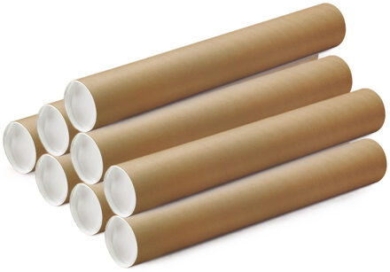 Poster koker van karton - 8x - 670 x 50 mm - Bruin - Verzendkokers - Voor A1 formaat papier