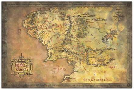 Poster Lord of the Rings Map of Middle Earth 91,5x61cm Divers - 91.5x61 cm