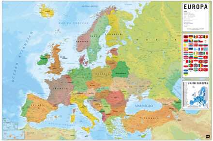 Poster Map of Europe - Physical Politic - Spaans - 91,5x61cm Divers - 91.5x61 cm