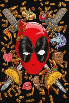 Poster Marvel Deadpool Bullets and Chimichangas 61x91,5cm Divers - 61x91.5 cm