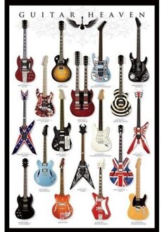 Poster met gitaren muziek thema 61 x 91 cm - Posters Multikleur