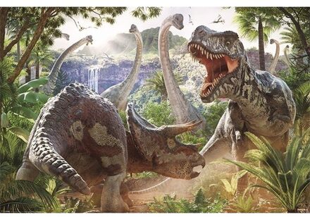 Poster met vechtende dinosaurussen 61 x 91 cm - Posters Multikleur