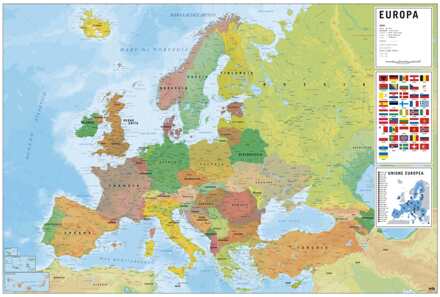 Poster Physical Political Map of Europe Ita 91,5x61cm Divers - 91.5x61 cm