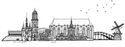 Poster skyline Zwolle 30 x 40 cm Wit