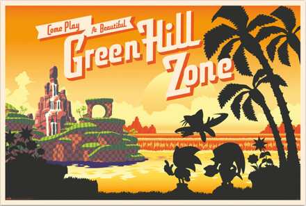 Poster Sonic the Hedgehog - Come Play at Beautiful Green Hill Zone 91,5x61cm Divers - 91.5x61 cm