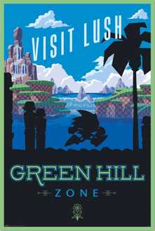 Poster Sonic The Hedgehog Visit Lush Green Hill Zone 61x91,5cm Divers - 61x91.5 cm