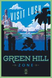 Poster Sonic The Hedgehog - Visit Lush Green Hill Zone 61x91,5cm Divers - 61x91.5 cm