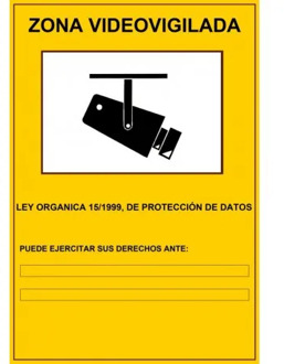 Poster video surveillance zone 29,7x21 CM self-adhesive for CCTV security cameras LOPD