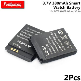 Posthuman Voor DZ09 A1 W8 Smart Watch Batterij Mobiele Telefoon 512431 502431 Oplaadbare Li Polymer Li-Ion Batterij 2Pcs 3.7V 380Mah