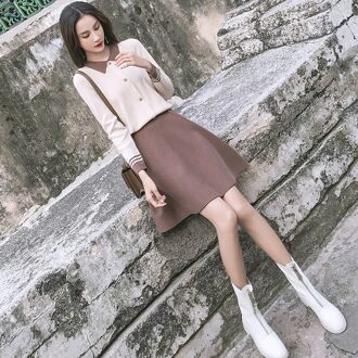 Postpartum Vrouwen Herfst Verpleging Rok Past Formele Lange Mouwen Borstvoeding Trui + Gebreide Rok Twinset Borstvoeding Kleding Set Xxl