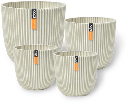 Pot bol Groove 'made with' zaagsel - Set van 4 Beige