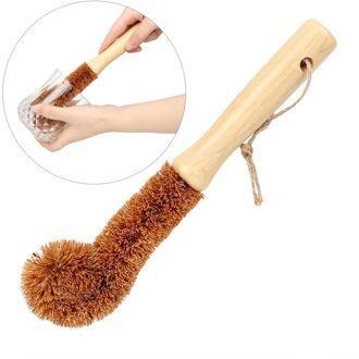 Pot Borstel non-stick Koekenpan Lange Handvat Fles Borstel Borstel Kokospalm Cup Borstel Olie Ontvetten Glas Decontaminatie