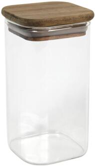 Pot glas acacia deksel 6,2x6,2x11cm transparant