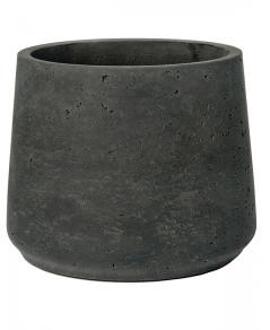 Pot Rough Patt L Black Washed Fiberclay 20x16 cm zwarte ronde bloempot