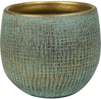 Pot Ryan Shiny Blue 15 cm ronde blauwe bloempot voor binnen Goud