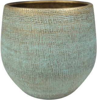 Pot Ryan Shiny Blue 26 cm ronde blauwe bloempot voor binnen Goud