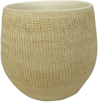Pot Ryan Shiny Sand 22 cm ronde zandkleurige bloempot voor Goud