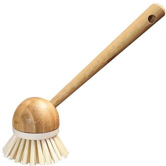 Pot Schotel Kom Borstel Koken Wassen Borstel Met Houten Bamboe Lange Handvat Schoonmaken Tool Keuken Pot Opknoping Borstel