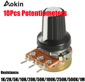 Potentiometer 50 5 10 K 100 K K OHM WH148 3Pin 15 millimeters Filter axis 3 B10K Linear Taper Rotary Terminal for Arduino diy