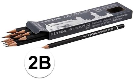 Potloden 2B - 12x stuks - diameter 6,9 mm - professionele tekenpotloden
