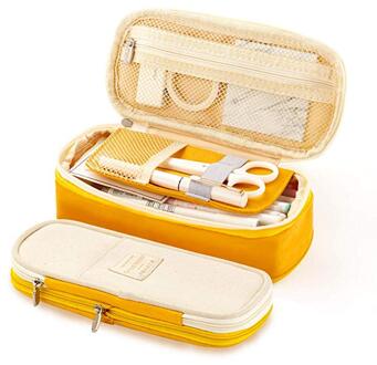 Potlood Pen Case Office College School Grote Opslag Hoge Grote Capaciteit Tas Pouch Houder Doos Organisator Geel Voor Scholen