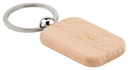Poty houten rechthoekige sleutelhanger - maat One size Bruin/groen