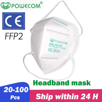 POWECOM FFP2 Face Mouth Mask 6 Layers CE Certification Filter Respirator 95% Filtration Headband FFP2 Mask Genuine Masks