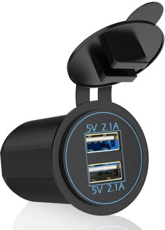 Power Adapter Socket 5V 4.2A Output Dual Usb Charger Led Blauw Licht Voor Auto Marine Motorcycle Truck 12-24V 2 Port Usb