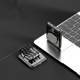 Power Bank 20000Mah Draagbare Qi Draadloze Oplader Poverbank Ingebouwde Kabel Externe Batterij Powerbank Voor Iphone 12 11 Xiaomi mi zwart