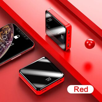 Power Bank 20000Mah Voor Xiaomi Redmi Draagbare Opladen Poverbank Mobiele Telefoon Led Spiegel Back Externe Batterij Powerbank Rood