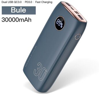 Power Bank 30000 Mah Usb Type C Pd Snelle Opladen + Quick Charge 3.0 Powerbank 30000 Mah Externe Batterij Voor xiaomi Iphone blauw
