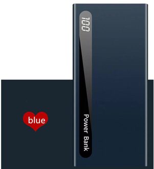 Power Bank 30000Mah Ultradunne Draagbare Mobiele Power Bank Snel Opladen Lcd Digital Display Screen Outdoor Travel Charger blauw