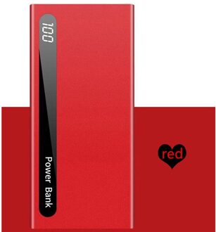 Power Bank 30000Mah Ultradunne Draagbare Mobiele Power Bank Snel Opladen Lcd Digital Display Screen Outdoor Travel Charger rood
