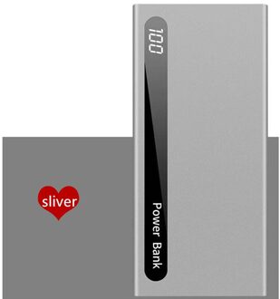 Power Bank 30000Mah Ultradunne Draagbare Mobiele Power Bank Snel Opladen Lcd Digital Display Screen Outdoor Travel Charger zilver