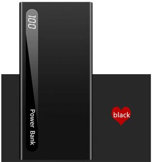 Power Bank 30000Mah Ultradunne Draagbare Mobiele Power Bank Snel Opladen Lcd Digital Display Screen Outdoor Travel Charger zwart