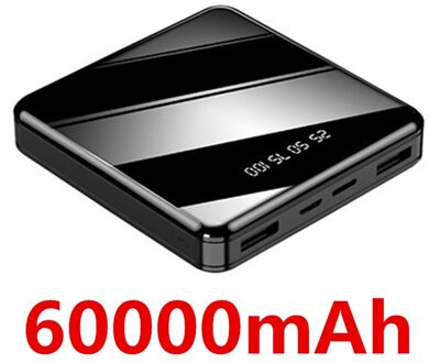 Power Bank 60000Mah Mini Draagbare Telefoon Fast Charger Usb Opladen Lader Externe Batterij Voor Samsung Huawei Iphone zwart-60000mAh