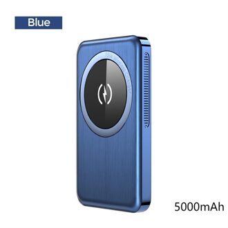 Power Bank Draadloze Oplader 10000Mah Pd 20W Ultra-Dunne 15W Magnetische Opladen Voor Iphone 12 Pro mini Max Voor Magsafe Power Bank blauw 5000mAh