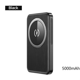 Power Bank Draadloze Oplader 10000Mah Pd 20W Ultra-Dunne 15W Magnetische Opladen Voor Iphone 12 Pro mini Max Voor Magsafe Power Bank zwart 5000mAh