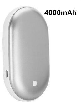 Power Bank Handwarmer Usb Oplaadbare Handwarmer Draagbare Elektrische Verwarming Pad Verwarming Lange Levensduur Pocket Mini Warmer Quick Warmte zilver 4000mAh
