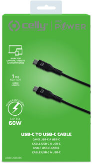 Power Delivery USB-Kabel Type-C to Type-C, 1 meter, Zwart - Rubber - Celly
