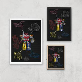 Power Rangers Megazord Giclee Print Giclee Art Print - A3 - Wooden Frame Meerdere kleuren
