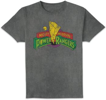 Power Rangers Retro Logo Unisex T-Shirt - Black Acid Wash - L