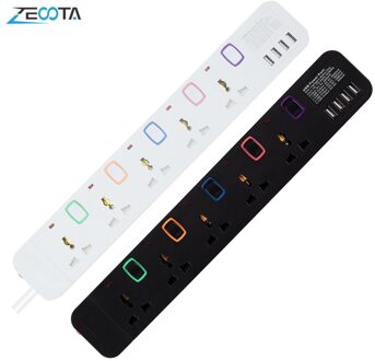 Power Strip 5 Ac Universele Outlets Us/Uk/Eu/Au Plug Socket Met Usb Verlengsnoer 3 m/9.8ft Individuele Geschakeld Stopcontacten US plug / wit