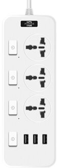 Power Strip Met Usb Met 3 Outlets 3 Usb Lader, Multifunctionele Desktop Laadstation Voor Kantoor Aan Huis Dorm wit